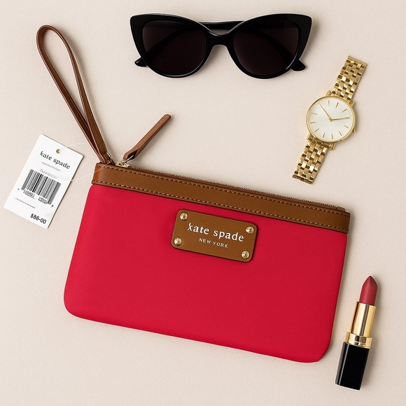 Kate Spade Zippered Chrissy Wristlet – Nectar Pink/Red – NWT - Picture 1 of 7